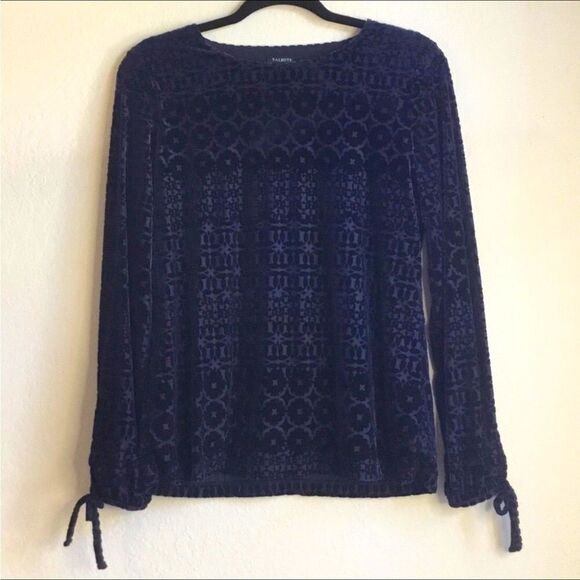 Talbots long sleeve velvet geometric print sheer top with attached cami gothic - Picture 1 of 5